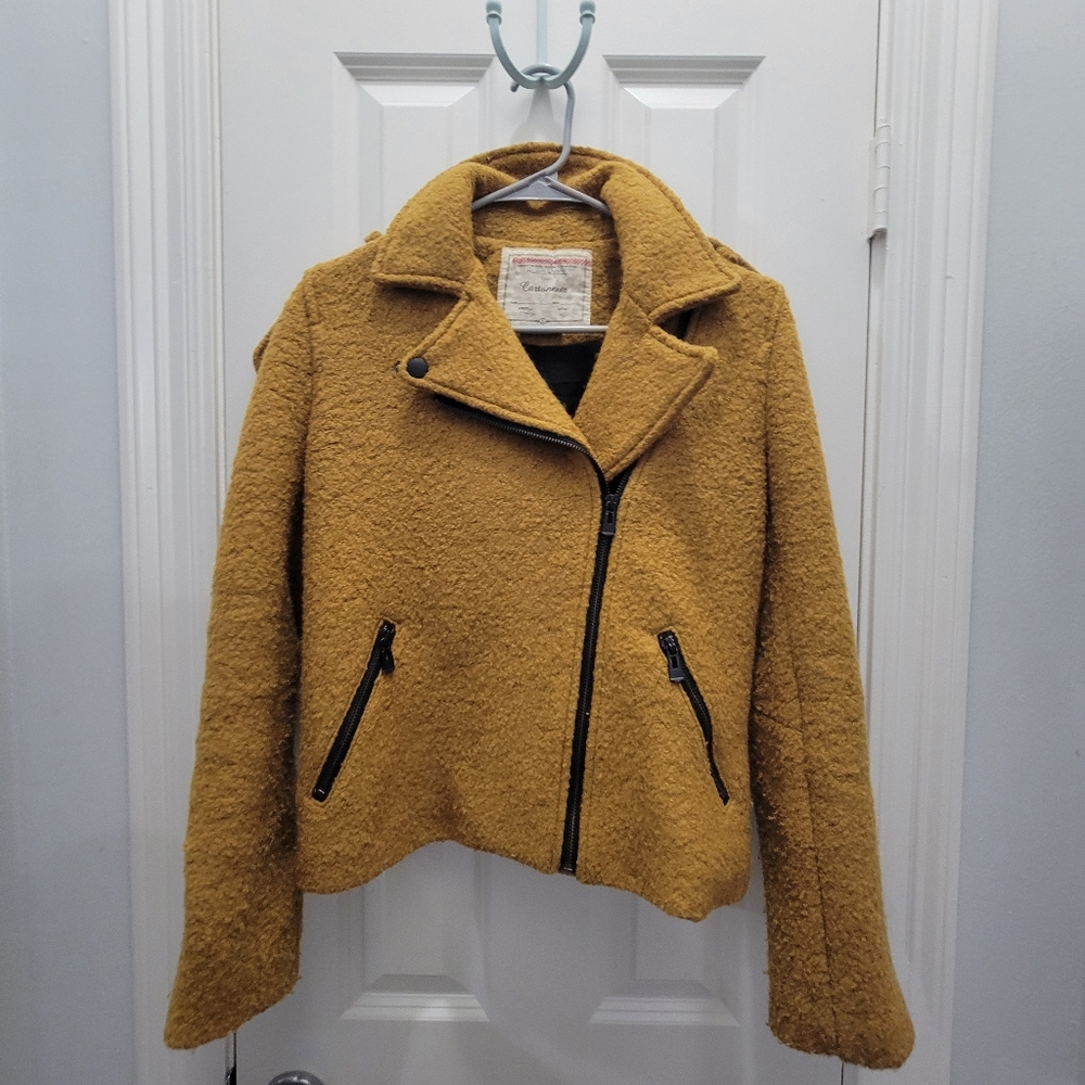 Cartonnier Moto Jacket from Anthropologie - Mustard Wool Blend Size XS